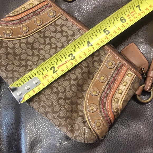 COACH Signature C Jacquard Embroidered Studded Wristlet Hobo Shoulder Bag SET - Picture 15 of 17